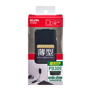エルパ（ELPA）　USB充電器　PD　30W　薄型ACアダプター　UC－23（BK）　ブラック