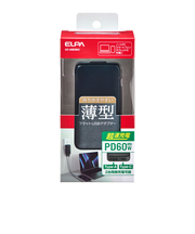 エルパ(ELPA) USB充電器 PD 60W 薄型ACアダプター UC-26(BK) ブラック