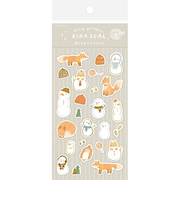 古川紙工　箔押しシールシート　QS342　雪だるまとキツネさん　【数量限定】