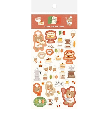 古川紙工　透明シールシート　イタリア　QS346　デザートくま