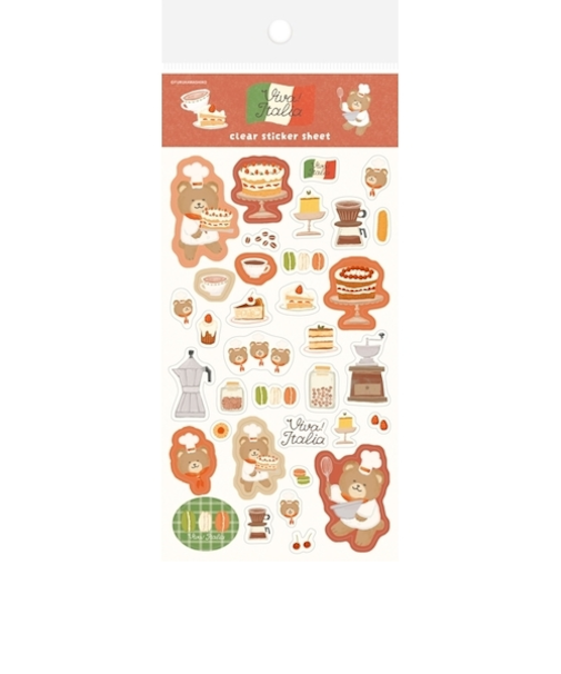 古川紙工　透明シールシート　イタリア　QS346　デザートくま