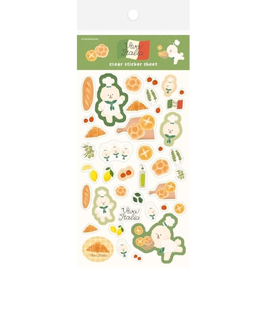 古川紙工　透明シールシート　イタリア　QS344　パンわんこ