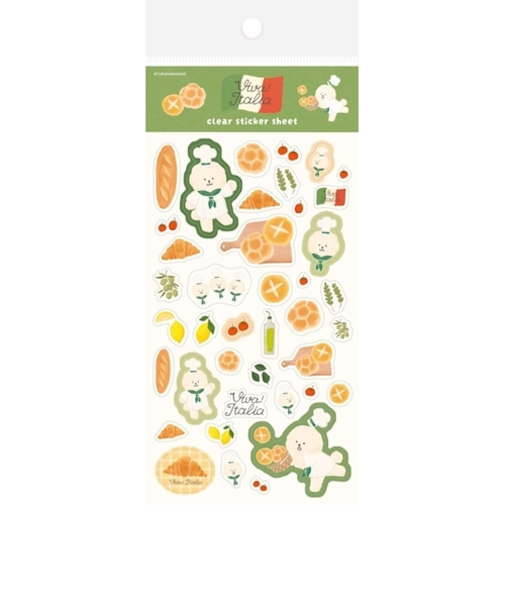 古川紙工　透明シールシート　イタリア　QS344　パンわんこ