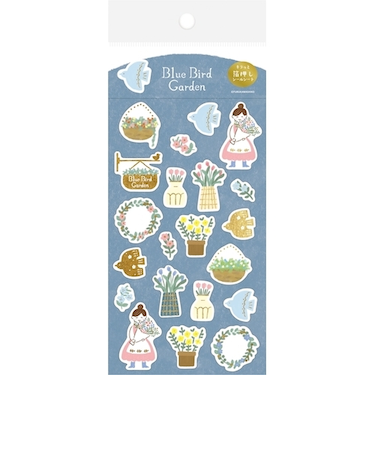 古川紙工　箔押しシールシート　QS227　ブルーバードガーデン