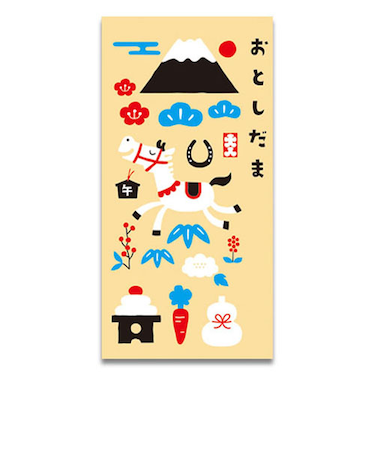 天一堂　金箔シール付　干支お年玉袋　新札型　お祝いうま　995-4　2枚入