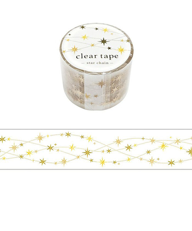 マインドウェイブ　クリアテープ　箔押し　30mm幅　95422　star　chain