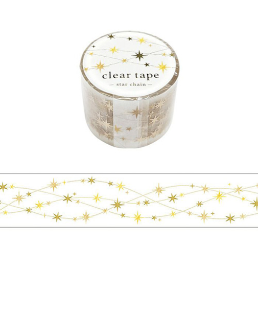 マインドウェイブ　クリアテープ　箔押し　30mm幅　95422　star　chain
