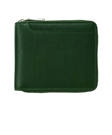 ミラグロ（MILAGRO）　ミリングレザー　ラウンドファスナー　ショートウォレット　二つ折り財布　グリーン