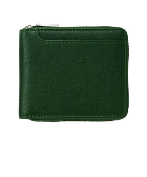 ミラグロ（MILAGRO）　ミリングレザー　ラウンドファスナー　ショートウォレット　二つ折り財布　グリーン