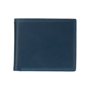 ミラグロ（MILAGRO）　キップレザー　ダブルステッチ　二つ折り財布　ネイビー