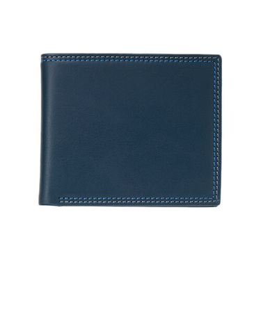 ミラグロ（MILAGRO）　キップレザー　ダブルステッチ　二つ折り財布　ネイビー