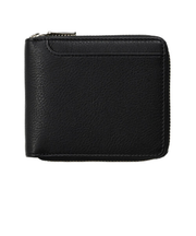 ミラグロ（MILAGRO）　ミリングレザー　ラウンドファスナー　ショートウォレット　二つ折り財布　ブラック