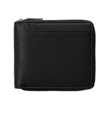 ミラグロ（MILAGRO）　ミリングレザー　ラウンドファスナー　ショートウォレット　二つ折り財布　ブラック