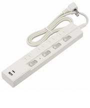 オーム電機(OHM) 4個口節電タップ 雷ガード PD対応Type-C/Type-Aポート付き 1m HS-TPKU41PD23-W ホワイト