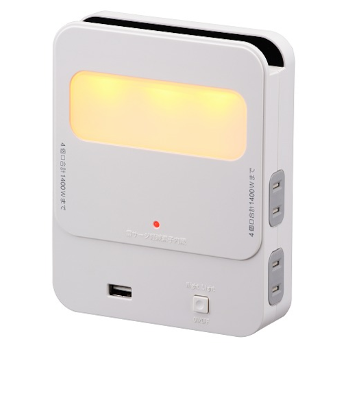 オーム電機（OHM）　USBポート付電源タップ　雷ガード　寝室用　4個口／1USB　HS-TU4BR1-W　ホワイト