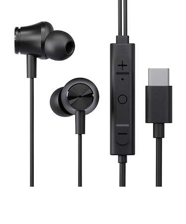 ピージーエー（PGA）　アクティブノイズキャンセリング搭載　USBType-Cコネクタ　ステレオイヤホン　ブラック