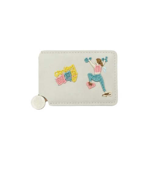 近沢レース店　カード型ステンレスミラー　ボルダリング　グレー×ピンク