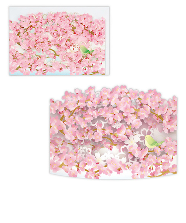 ホールマーク（Hallmark）　春柄立体グリーティングカード　カーブレーザーカット　812812　桜とうぐいす