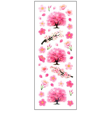 オクヤマ　ラメ入りシール　CR281　桜の木3本