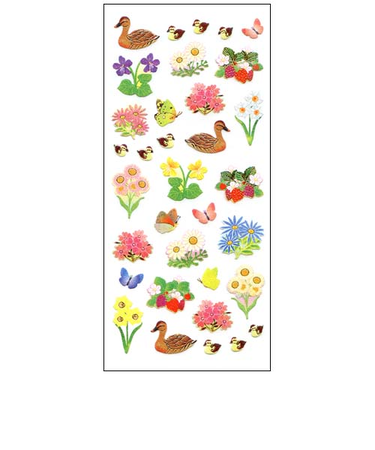 オクヤマ　和風シール　JP381　かるがも親子