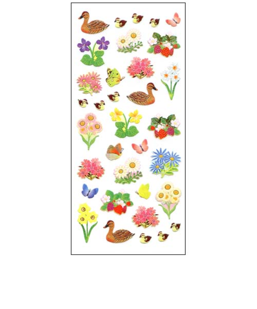 オクヤマ　和風シール　JP381　かるがも親子