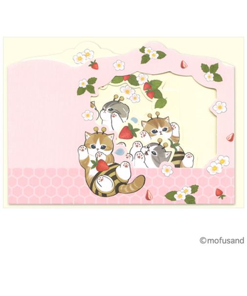 アクティブコーポレーション　春・モフサンド（mofusand）　グリーティングカード　GC－104h　いちご／箱型