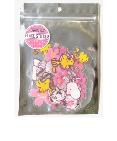 S＆C　スヌーピービッグフレークステッカー　さくら