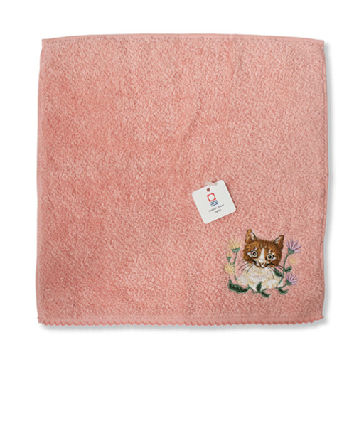 365キャットアート（365CatArt）　Cat刺繍ハンカチ　365－OGS－CP　コーラル
