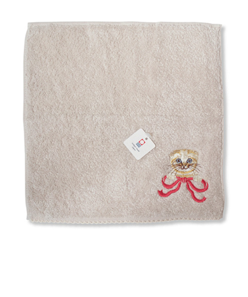 365キャットアート（365CatArt）　Cat刺繍ハンカチ　365－OGS－AG　アッシュグレー