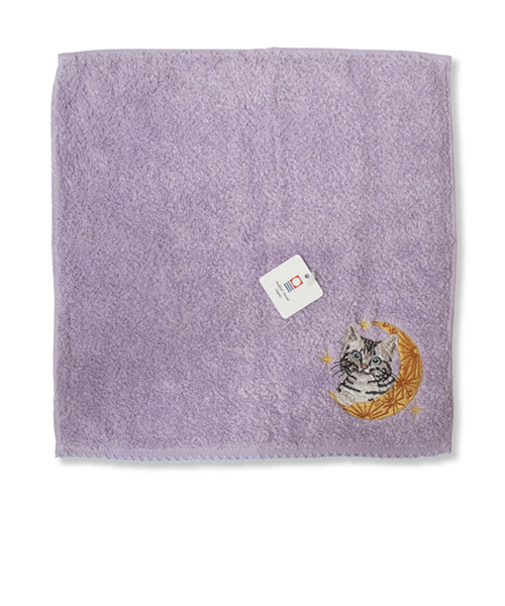365キャットアート（365CatArt）　Cat刺繍ハンカチ　365－OGS－LV　ラベンダー