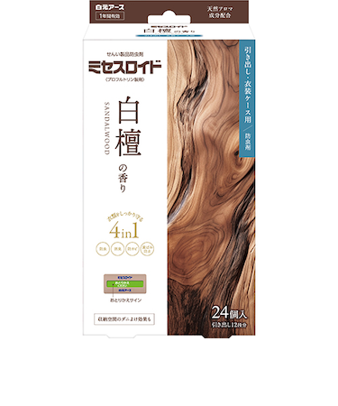 白元アース　ミセスロイド　引き出し　衣装ケース用　1年防虫　白檀の香り　24個入