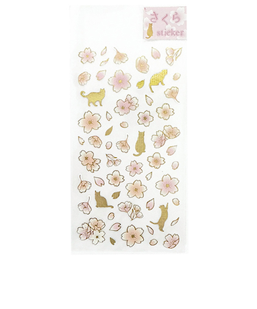 クローズ・ピン　さくらシール　猫と桜