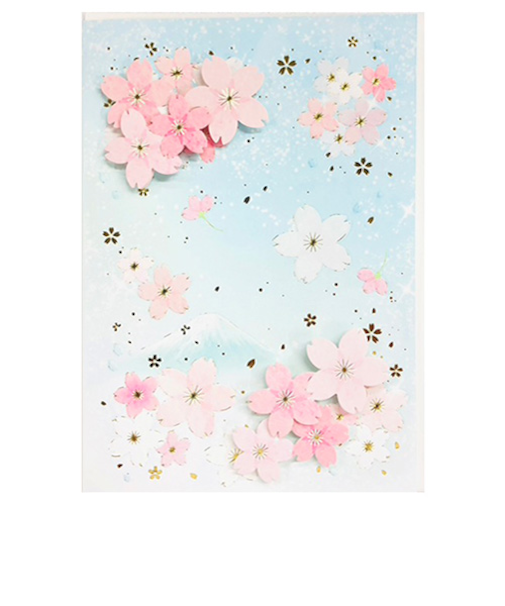 クローズ・ピン　桜グリーティングカード　富士山