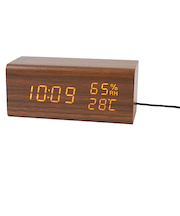 PLUS　DECO　ワイヤレス充電対応　木目調ワイヤレスチャージングクロック　IAC－5665－BR