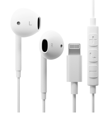 ピージーエー（PGA）　Lightningコネクタ　ステレオイヤホン　ホワイト