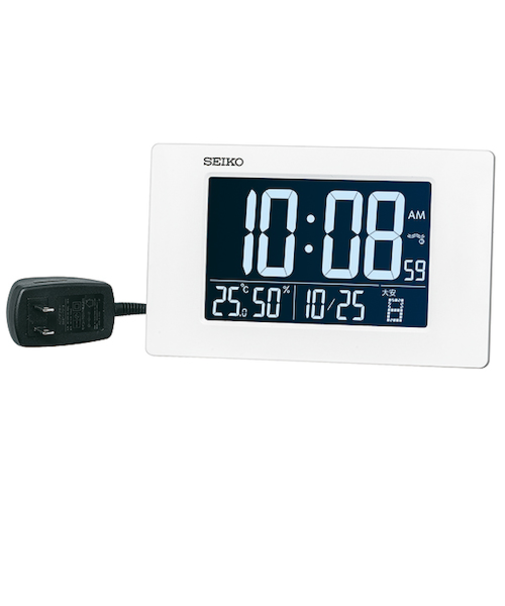 セイコー（SEIKO）　高コントラスト液晶デジタルクロック　DL214W　ホワイト