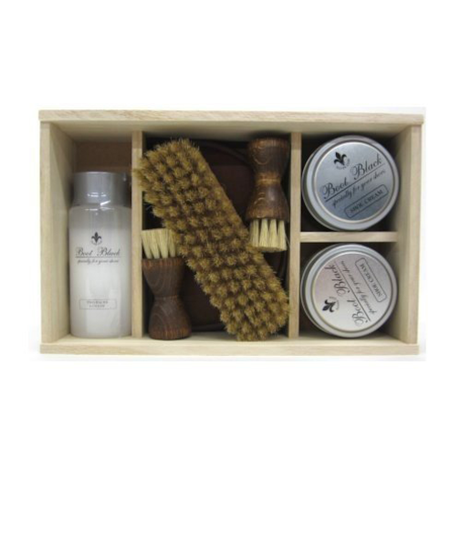 コロンブス（COLUMBUS）　ブートブラックシルバーライン　シューケアセット　桐箱入り