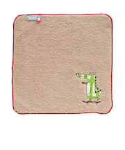 アミカ（AMICA）　アップリケ　ハンカチ　（パッケージ仕様）　スケボーわに