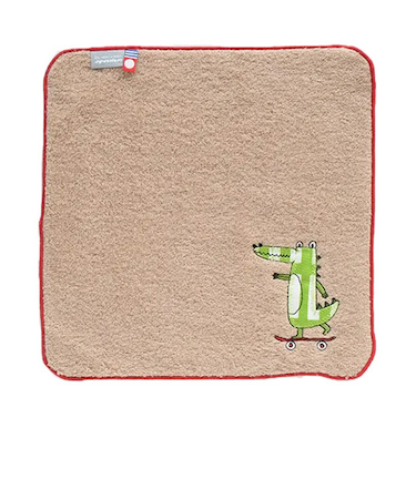 アミカ（AMICA）　アップリケ　ハンカチ　（パッケージ仕様）　スケボーわに