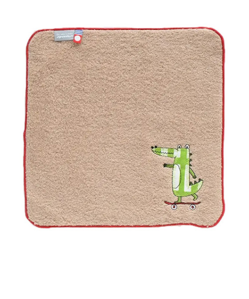 アミカ（AMICA）　アップリケ　ハンカチ　（パッケージ仕様）　スケボーわに