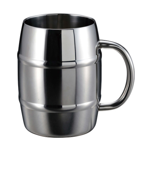 キャプテンスタッグ（CAPTAIN　STAG）　ダブルステンレス樽型ビアジョッキ　600mL　UE－3498