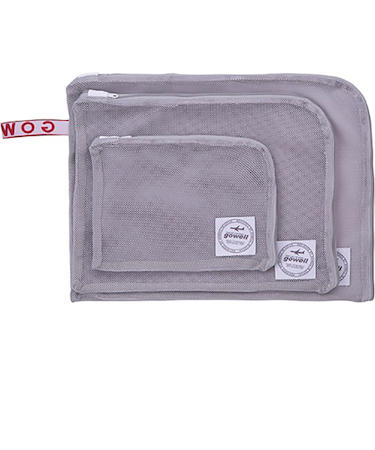 ゴーウェル（GOWELL）　衣類がそのまま洗える収納ポーチ　3点セット　GW-0706　グレー