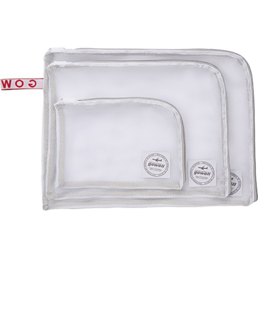 ゴーウェル（GOWELL）　衣類がそのまま洗える収納ポーチ　3点セット　GW-0706　ホワイト