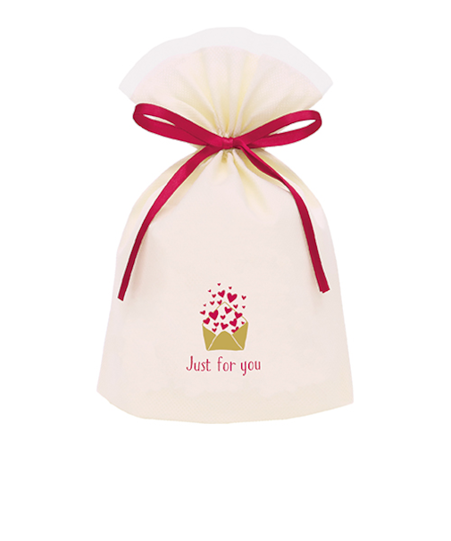 【バレンタイン】　インディゴ　ギフトバッグ　SS　ハートレター　アイボリー