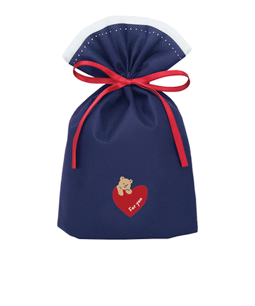 【バレンタイン】　インディゴ　ギフトバッグ　SS　ハートベア　ネイビー