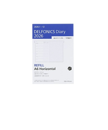 【2026年1月始まり】　デルフォニックス（DELFONICS）　ダイアリー　リフィル　A6　ウィークリーレフト　260001　月曜始まり