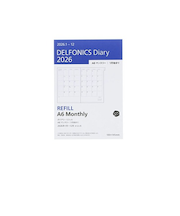 【2026年1月始まり】　デルフォニックス（DELFONICS）　ダイアリー　リフィル　A6　マンスリーブロック　260013　月曜始まり