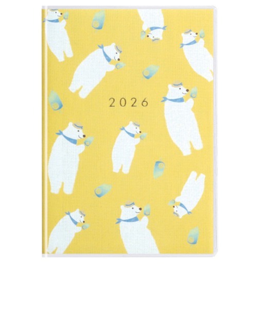 【2026年3月始まり】　ラボクリップ（LABCLIP）　ポーラーベアー　A6　マンスリーブロック　2603HPB-YE　イエロー　月曜始まり