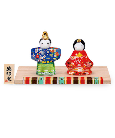 薬師窯　彩絵玻璃立雛（華友禅）　2609