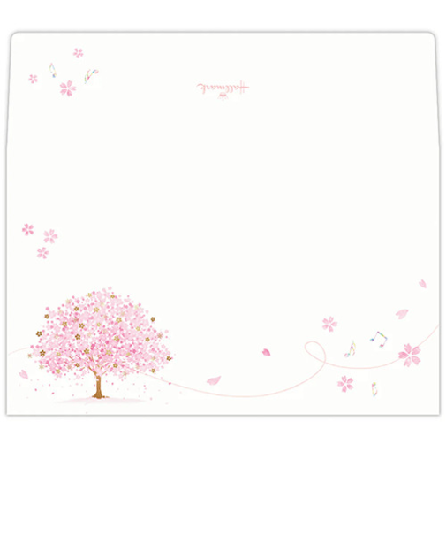 ホールマーク（Hallmark）　桜柄レターパッド用封筒　サクラミュージック　1柄4枚